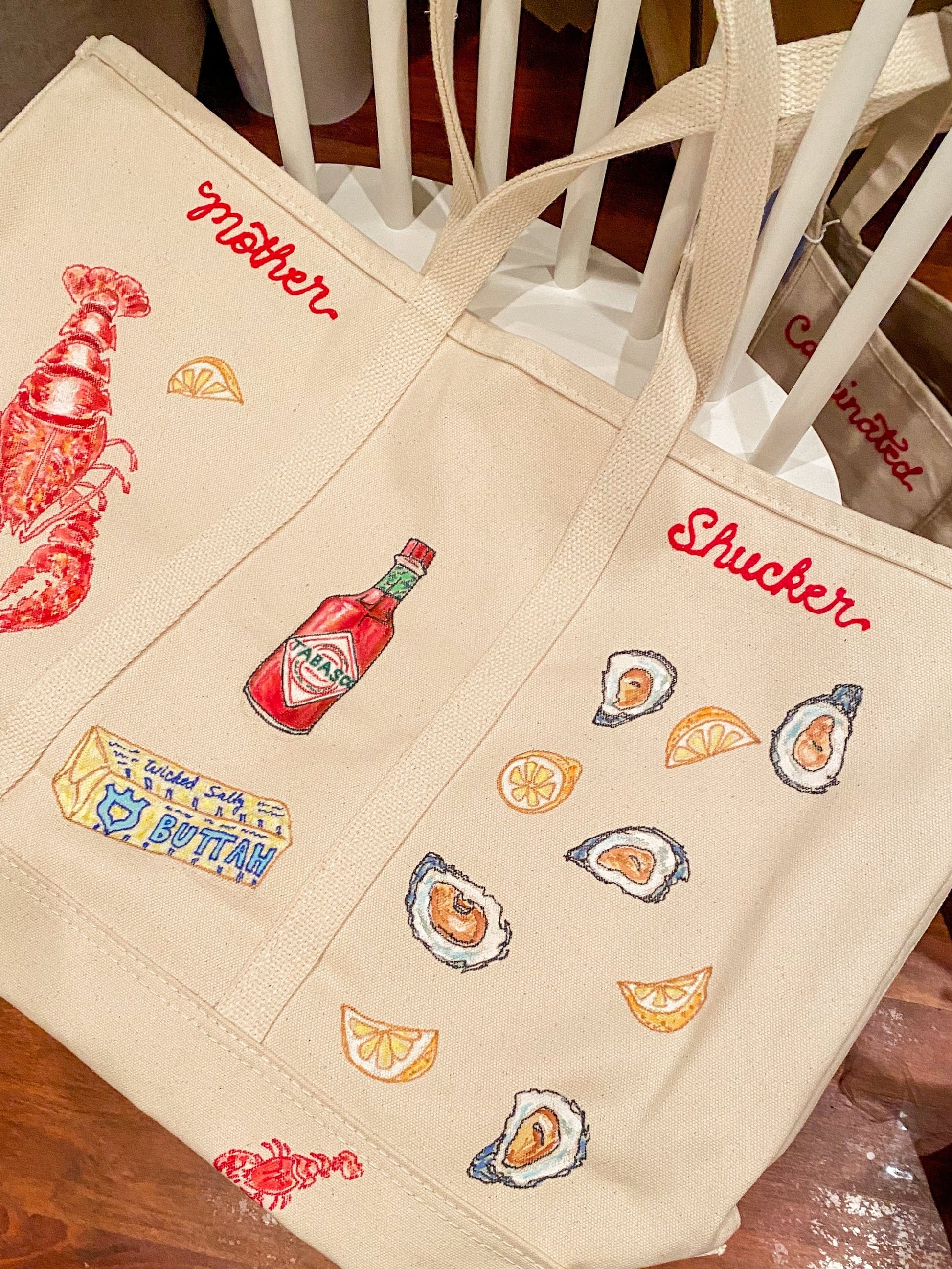 Maker / Scholar XL Mothershucker Hand Painted Tote (Steele Canvas)