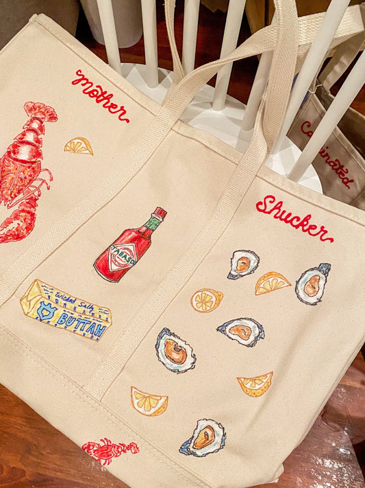 Maker / Scholar XL Mothershucker Hand Painted Tote (Steele Canvas)