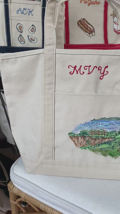 Extra Large Martha's Vineyard Hand Painted Tote