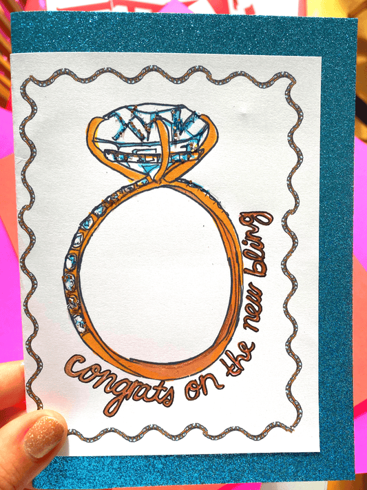 Maker Scholar Congrats On the New Bling | Wedding & Engagement Card